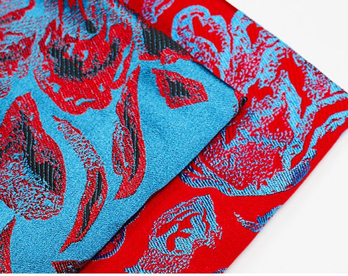 Floral Jacquard Brocade Fabric: Chinese Traditional Rose Petal Sewing Fabric