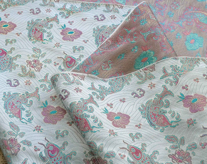 59” Width Japanese Fabric, Japanese lucky fish Jacquard damask silk brocade, Upholstery, Decor, Costume/Fabric by the meter, Kids, Dolls DIY