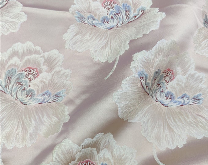 55"W Chinese big peony Tibetan Textile, Tibetan Fabric, Upholstery Fabric, Tibetan robe, spinning Fabric, silk, satin sewing brocade
