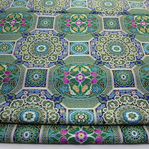 29&quot;W Tibetan Brocade Fabric: Silk Rayon Upholstery