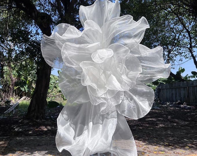 Gauze petals flower art ribbon free curve handmade DIY shape pleated paper flower wedding background decoration, Eco-friendly paper art