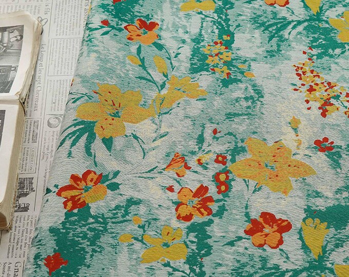 Cottagecore Floral Fabric – Yarn-Dyed Woven Textile, 55" Wide