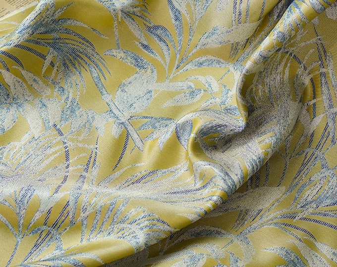 Gold thread Jacquard embossed 3D fabric, bird design, 64"W, Upholstery, Decor, Costume, Curtain, bag, Sewing, DIY, Quilting/Fabric by 1meter