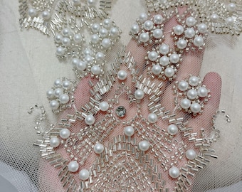 Luxury Soft Embroidered Lace Trim, beading – Bridal Wedding dress, By Yard, sequins wedding dress, headwear, shoes, DIY, veil accessories