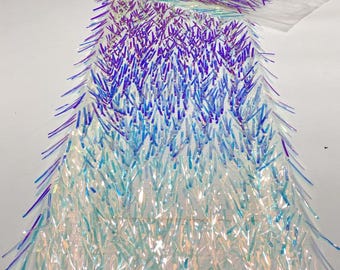 Sequin Embroidery Fabric: 4mm x 60mm Flowing Strips, DIY Dress Material