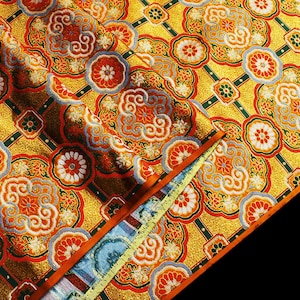 Chinese Silk Brocade Fabric: 58"W Sihe Pattern for Sewing & Decor
