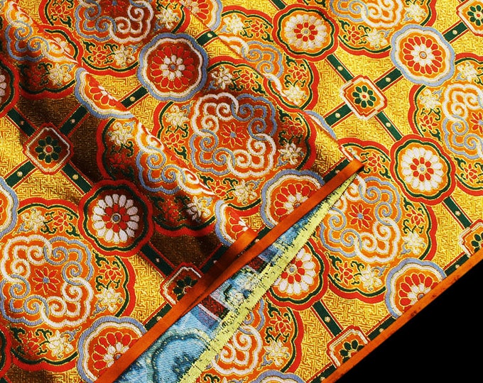 58“W Chinese Silk Brocade Fabric Sihe pattern, Home Decor, Table cloth, bed runner, pillow case, Cheongsam, Upholstery, Sewing, DIY/ Fabric