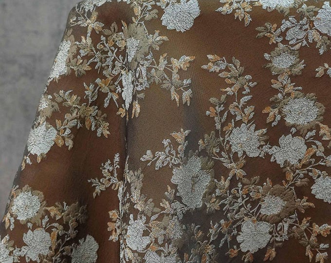 European Palace Style Jacquard Fabric, Leaf & Floral Design, Reserve Collection, 62"Wide