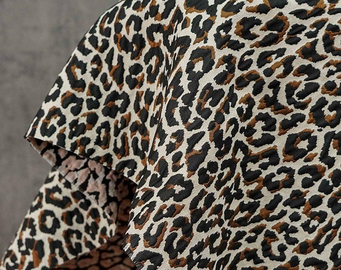 Leopard Jacquard Upholstery Fabric: 3D Embossed Polyester Damask, 66" Wide