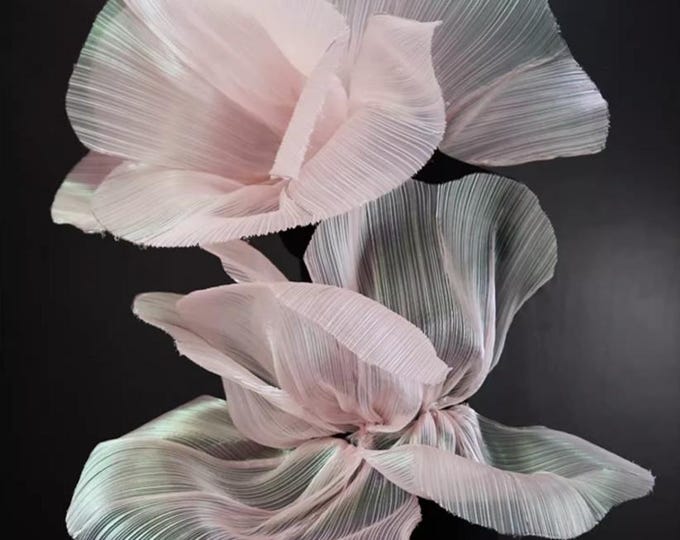 Crinkled Pleated Organza Fabric: 57" Wide Stiff Designer Material