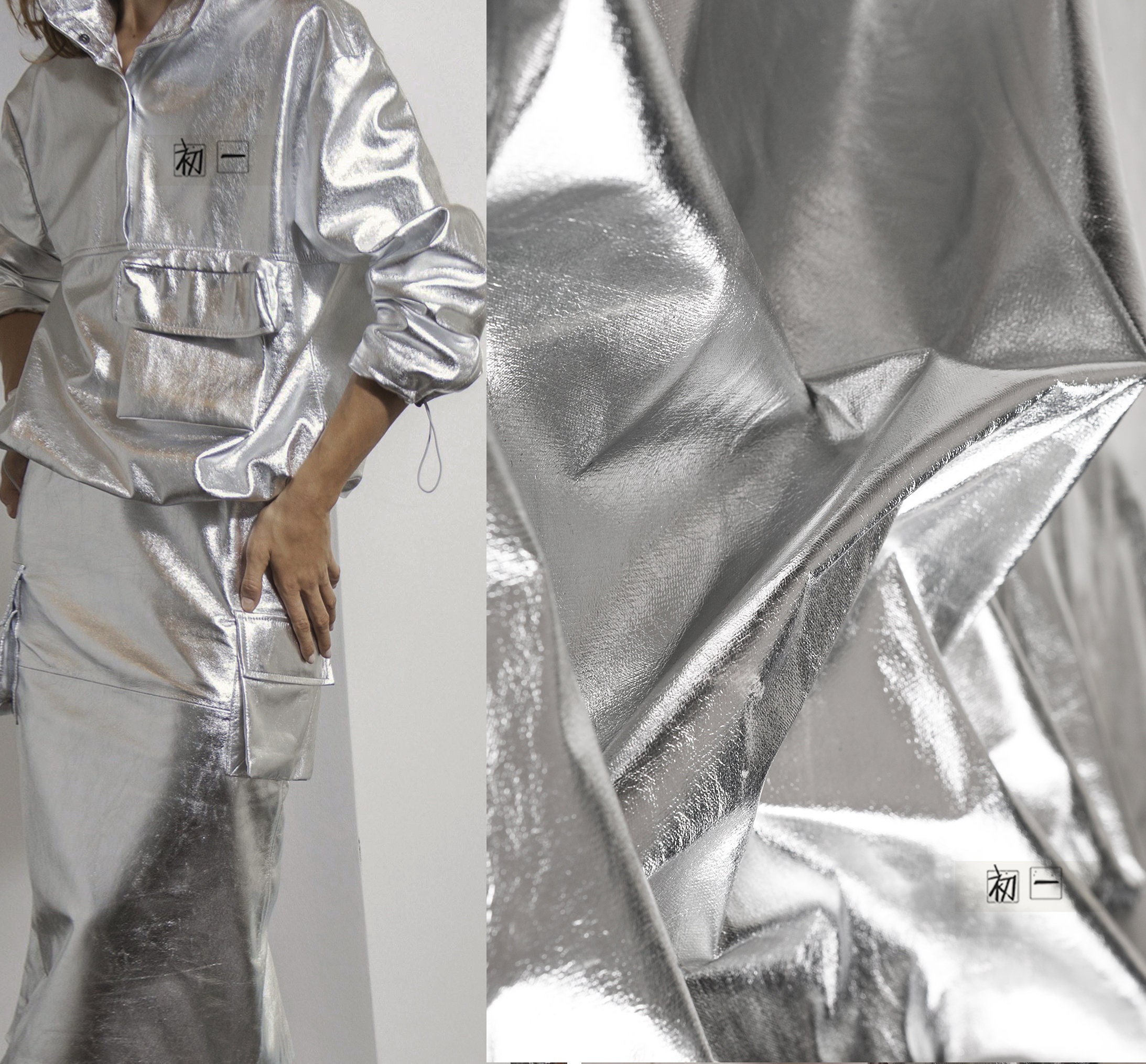 Mirror Coated/bright Silver TPU Fabric, Designer Fabric Thin Metallic  Background Clothing Fabric, Coat, Handbag, Shoes, Costumes, 55width 