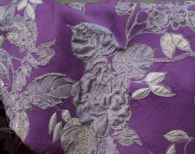 Embossed Floral Gold Brocade Fabric – Luxury Jacquard Material for Dresses, Costumes & Decor, 56" Wide