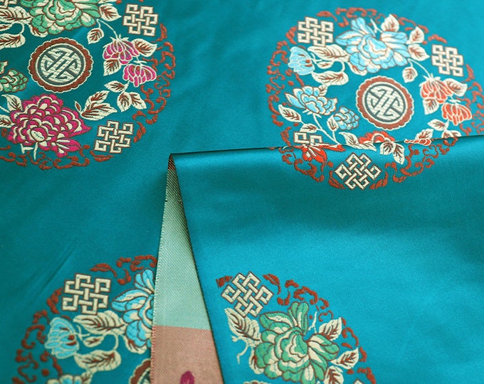 Mongolia Tibetan Plain Chinese Silk Brocade Fabric, 29.5"W, Upholstery, Decor, Costume, Curtain, Handbag, Sewing, Cheongsam/Fabric by 1meter
