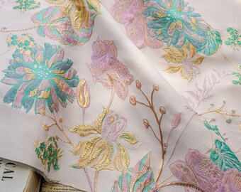 Gold thread jacquard fabric, 3D oil painting texture, designer fabric, Upholstery, Prom dress and Sewing fabric, 55" W By 1 Meter on SALE