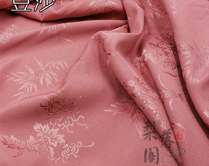 10 colors Plum, Orchid, Bamboo and Chrysanthemum Jacquard Satin Fabric, 60“Wide Floral Satin Cosplay Costumes, Sell by the meter