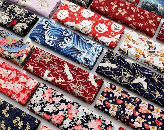 Japanese Cotton Fabric: Floral Print Sewing Material - Kimono & Home Decor