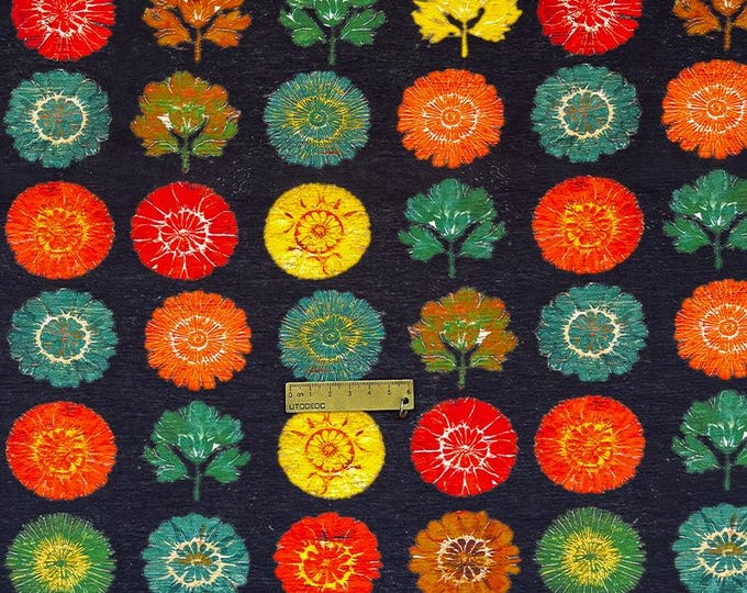 Quilting Fabric, Floral Tree Cotton Fabric – Colorful Asian Style Print, 59" Wide