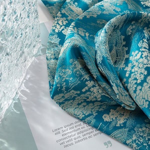 Tessuto jacquard con motivo dipinti antichi cinesi famosi da 59" - 2 colori tra cui scegliere al metro, tessuto per tappezzeria, quilting e cucito,