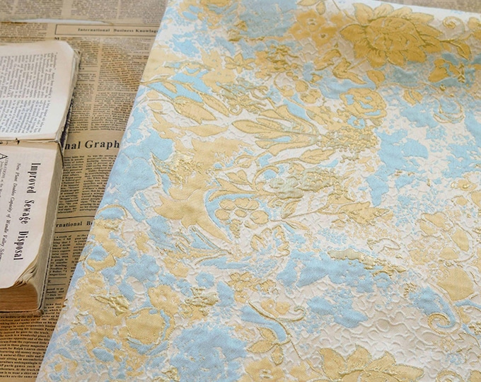Gold thread jacquard fabric, 3D oil painting texture, designer fabric, Upholstery, Prom dress and Sewing fabric, 55" W By 1 Meter on SALE