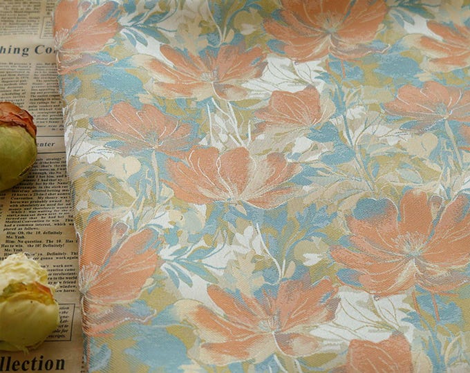 Autumn and winter leaves jacquard fabric, oil painting, designer fabric, Upholstery, Prom dress and Sewing fabric, 62" W By 1 Meter on SALE