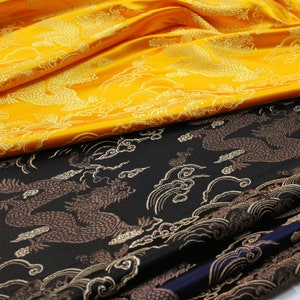 Chinese dragon robe, cheongsam, Tibetan robe, spinning Fabric, silk, satin, and brocade, 29&quot;W