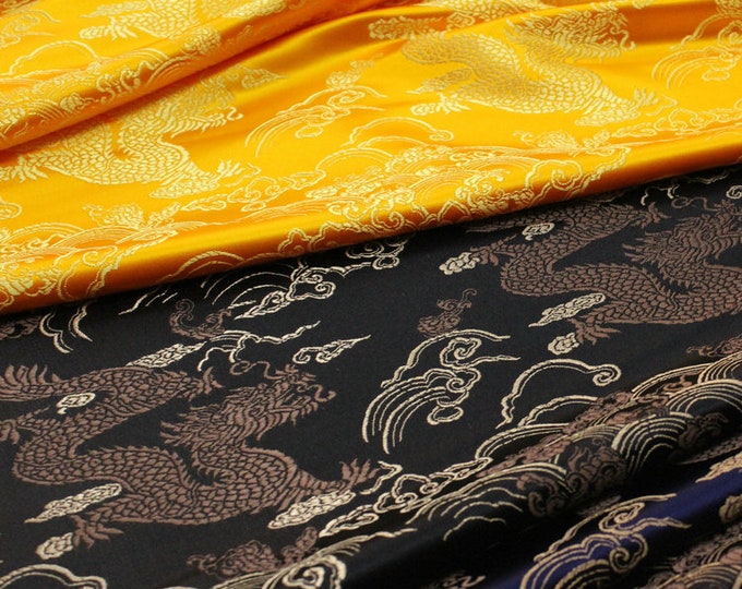 Chinese dragon robe, cheongsam, Tibetan robe, spinning Fabric, silk, satin, and brocade, 29"W