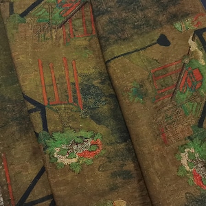 Chinoiserie Tencel-tyg på metervara: Asiatiska damer, sömnadsscen, heminredning bild 5