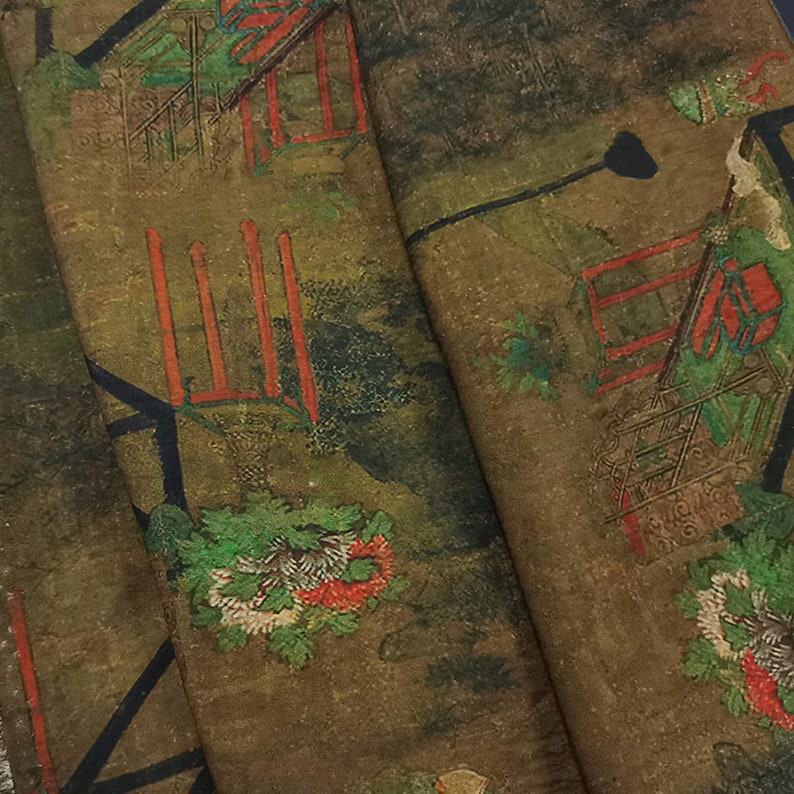 Chinoiserie Tencel-tyg på metervara: Asiatiska damer, sömnadsscen, heminredning bild 5