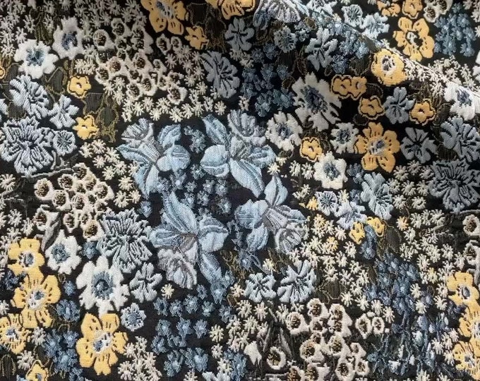 Flower jacquard fabric, 3D texture, designer fabric, Upholstery, Decor, Costume, Curtain, Handbag, Sewing, /Fabric by the meter, 59" W