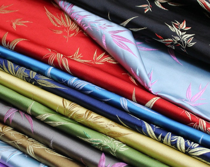 Chinese Bamboo & Flower Silk Brocade Fabric On SALE | 8.99 full Meter | 29.5" Wide | Upholstery, Quilting and Sewing fabric | 10+ colors