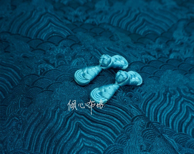 Traditional Ocean waves Silk rayon jacquard brocade Fabric, 29.5"W, Upholstery, Decor, Costume, Curtain, Handbag, Sewing/Fabric by the meter