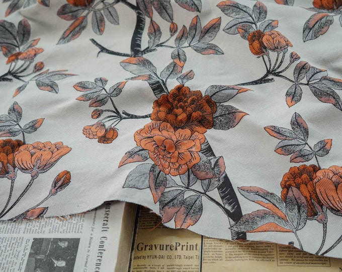 Retro Flowers jacquard fabric, 3D designer fabric, Upholstery, Decor, Costume, Curtain, Handbag, Sewing, wrapping/Fabric by the meter, 54"