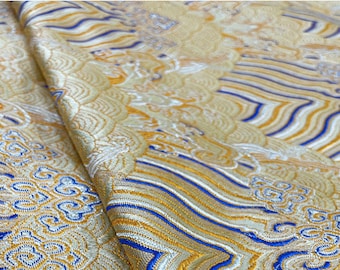 Champagne Wave Silk Rayon Brocade Fabric: 29.5" Dressmaking Sewing Material