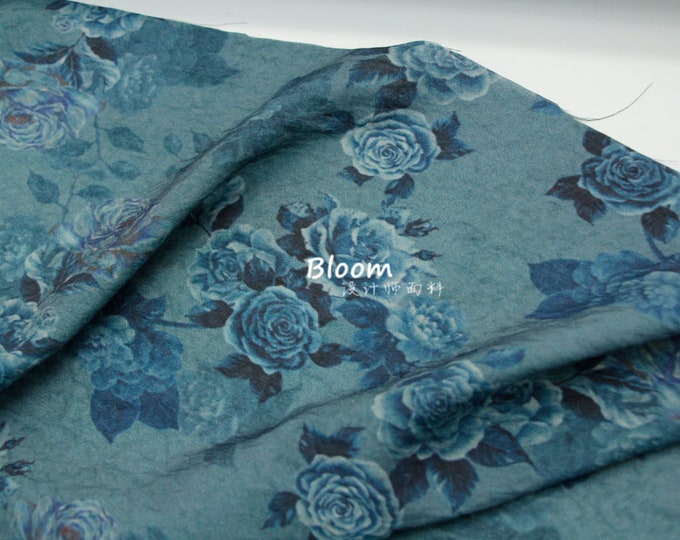 Blue Rose Silky Hemp Tencel Linen Fabric | Perfect for Crafts & Sewing, decor, Upholstery, Costume, bag, DIY, Quilting/Sustainable fabric