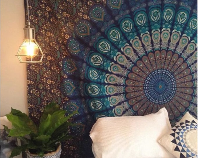 Mandala Hanging Cloth Tapestry fabric- Versatile Wall Decor, Sofa Throw, Tablecloth, Yoga Mat, and Beach Towel, printed fabric, 140*200cm