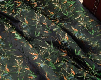 Dark Green Bamboo Jacquard Satin Fabric - 65" Wide