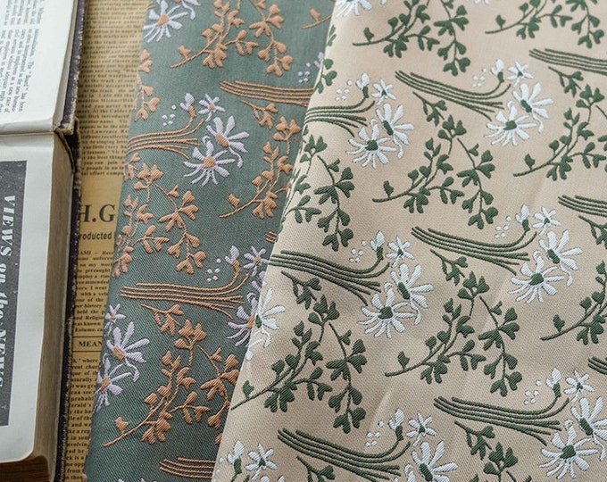 Classic Vintage Oil Painting jacquard fabric, small flower designer fabric, Upholstery, Prom dress, Sewing, Decor fabric, 55" W By 1 yard