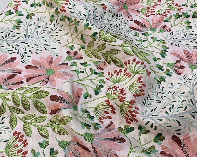 Reversible jacquard woven fabric, 3D flower pattern with embossed effects, Upholstery, Decor, Costume, Curtain, bag, Sewing/Fabric, 55"W
