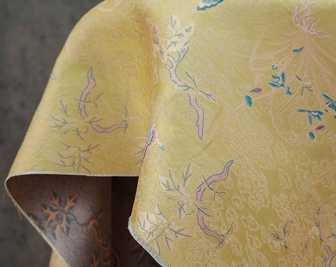 Song Brocade Fabric: Gold Butterfly Jacquard, Cheongsam Sewing Material