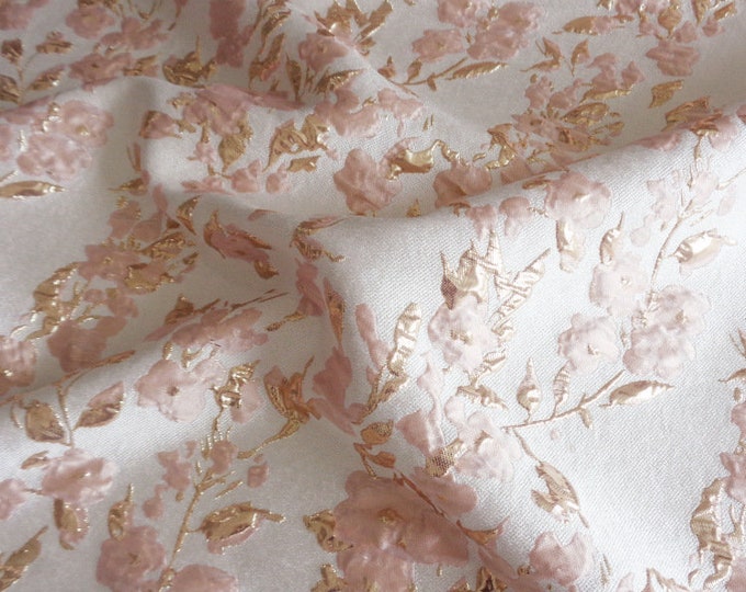 Gold thread jacquard fabric, 3D texture, designer fabric, Upholstery, Decor, Costume, Curtain, Handbag, Sewing/Fabric by the meter, 56" W
