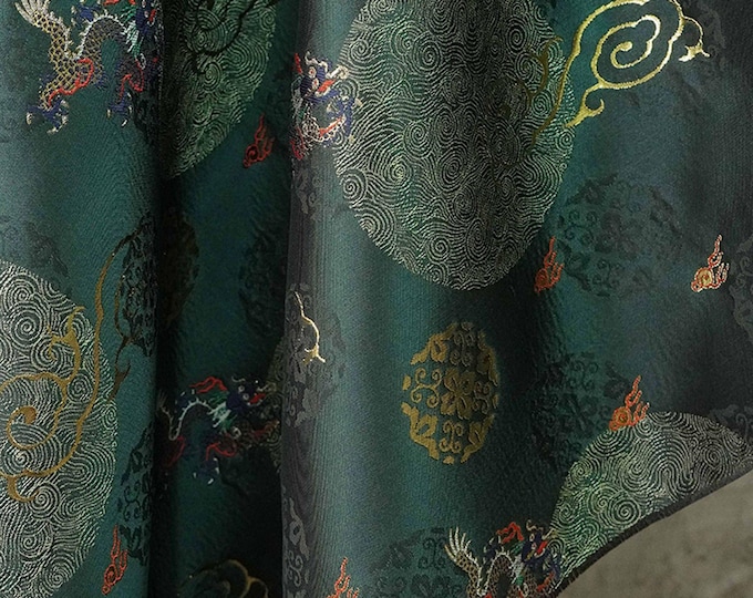 63"W Song Brocade Dragon Soaring in the Clouds Silk Brocade, Emperor Tibetan robe, cheongsam, spinning Fabric, silk rayon sewing, Quilting