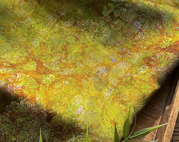 Rayon Silk Jacquard Xiangyun Fabric – Autumn Gold Velvet Handwoven Material for Dress, Cheongsam, DIY Sewing, 59" Wide