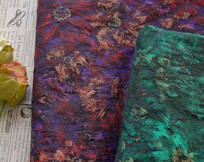 Retro Abstract Floral Jacquard Upholstery Fabric - 64" Wide