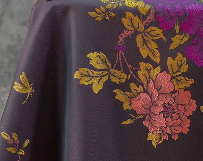 Luxury Peony Jacquard Fabric – Woven Dress Apparel Material – Elegant Chinese Brocade, Decorative Textile for Gowns & Sewing, 59"Wide