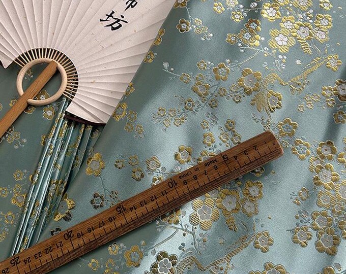 29.5"W Chinese Silk brocade woven damask fabric cheongsam cushion Plum blossom pattern on SALE 2 Colors to Choose Tapestry brocade