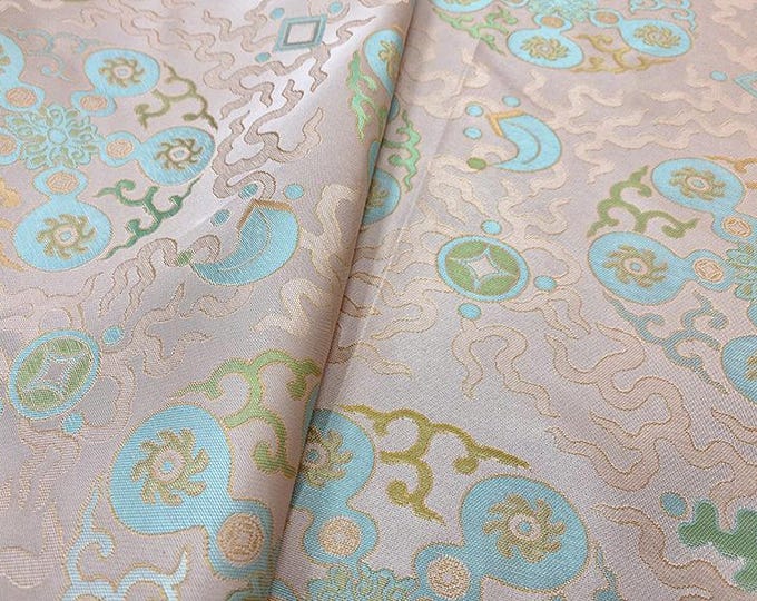 59"W song brocade Jacquard fabric, Tibetan, cheongsam, sewing, Upholstery, Quilting, DIY, drapery, bag fabric on SALE