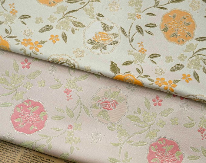 Chinese Champagne Brocade Fabric - Jacquard for Cheongsam, Qipao, Cosplay & Kimono, DIY Quilting, 59" Wide, Background fabric