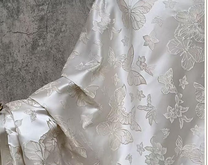 Butterfly 3D Embossed Woven Jacquard Fabric for Dressmaking & Crafts, 58"Wide