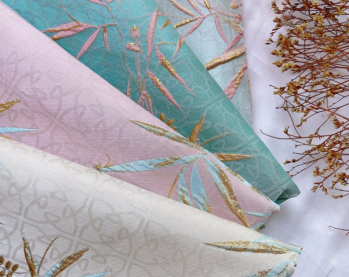 4 colors Jacquard Fabric 3D Reliefr Design, Bird and Bamboo Leaves Pattern, Upholstery Fabric, 59" W Chinese Fabric By 1 Meter on SALE