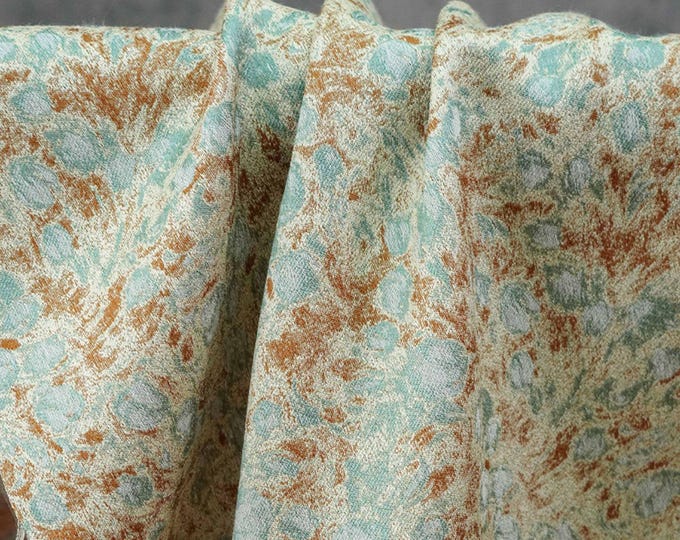 Pastoral Green Coffee Abstract Floral Jacquard Fabric – Quilting, Upholstery, Sofa, Bag, DIY Sewing, Home Decor, 55"Wide